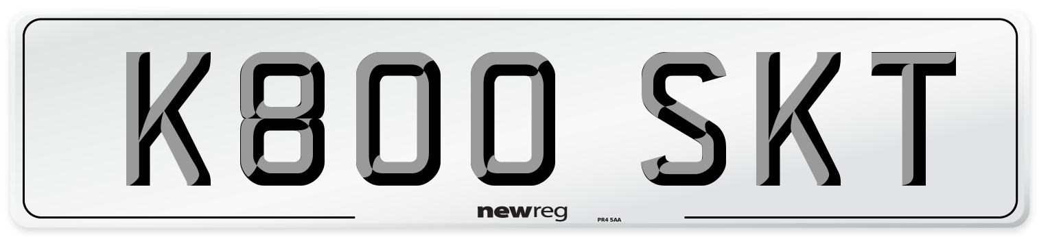 K800 SKT Number Plate from New Reg